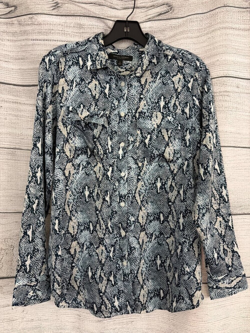 Banana Republic Dillon Snake Print Button-Up Shirt Size S